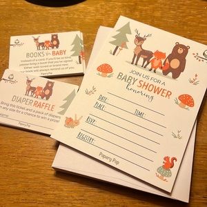 💚3 for $15💚 14 Woodland Animals Baby Shower Invitations Envelopes Inserts NEW